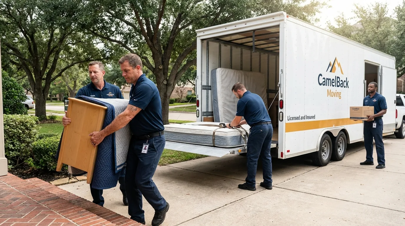 Crew loading residential truck for cross-state move from Montgomery Village, MD