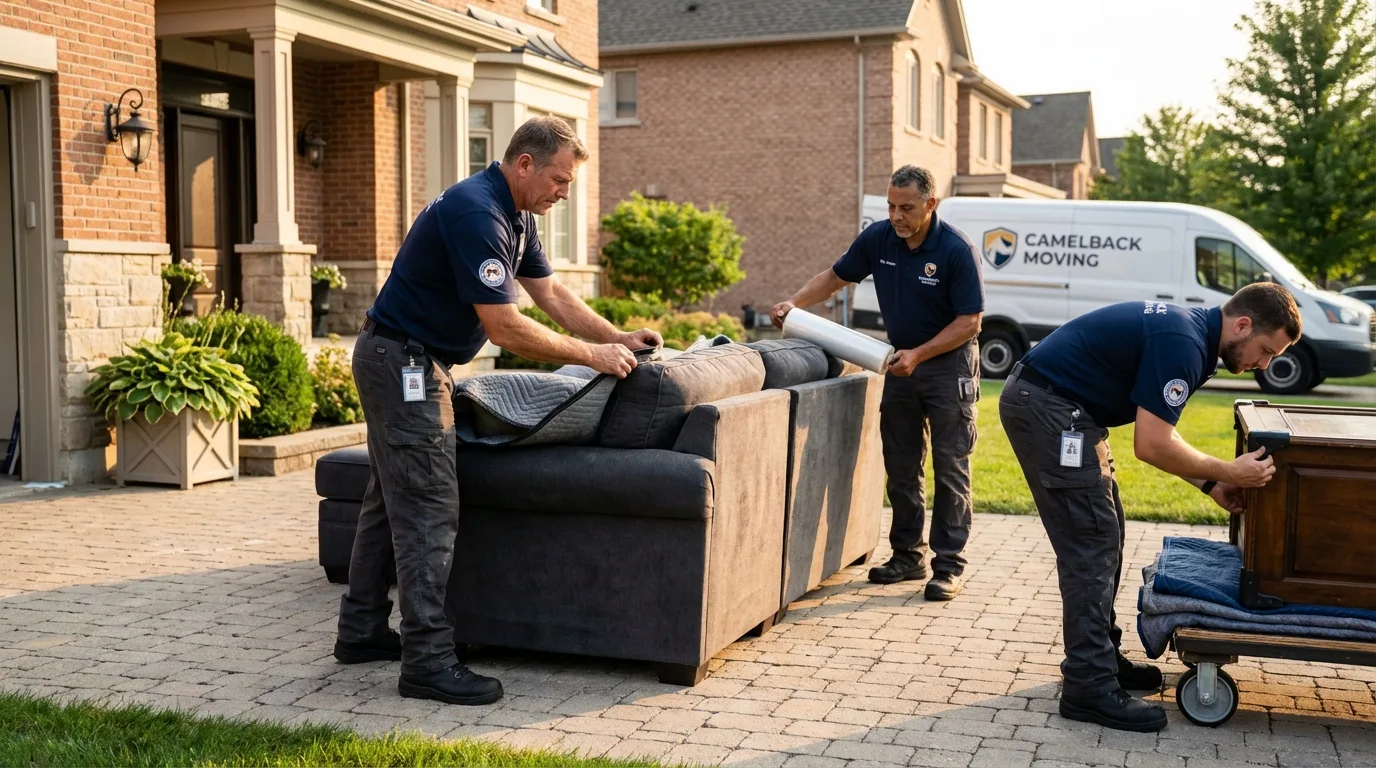Large estate moving crew wrapping furniture in Montgomery Village, MD