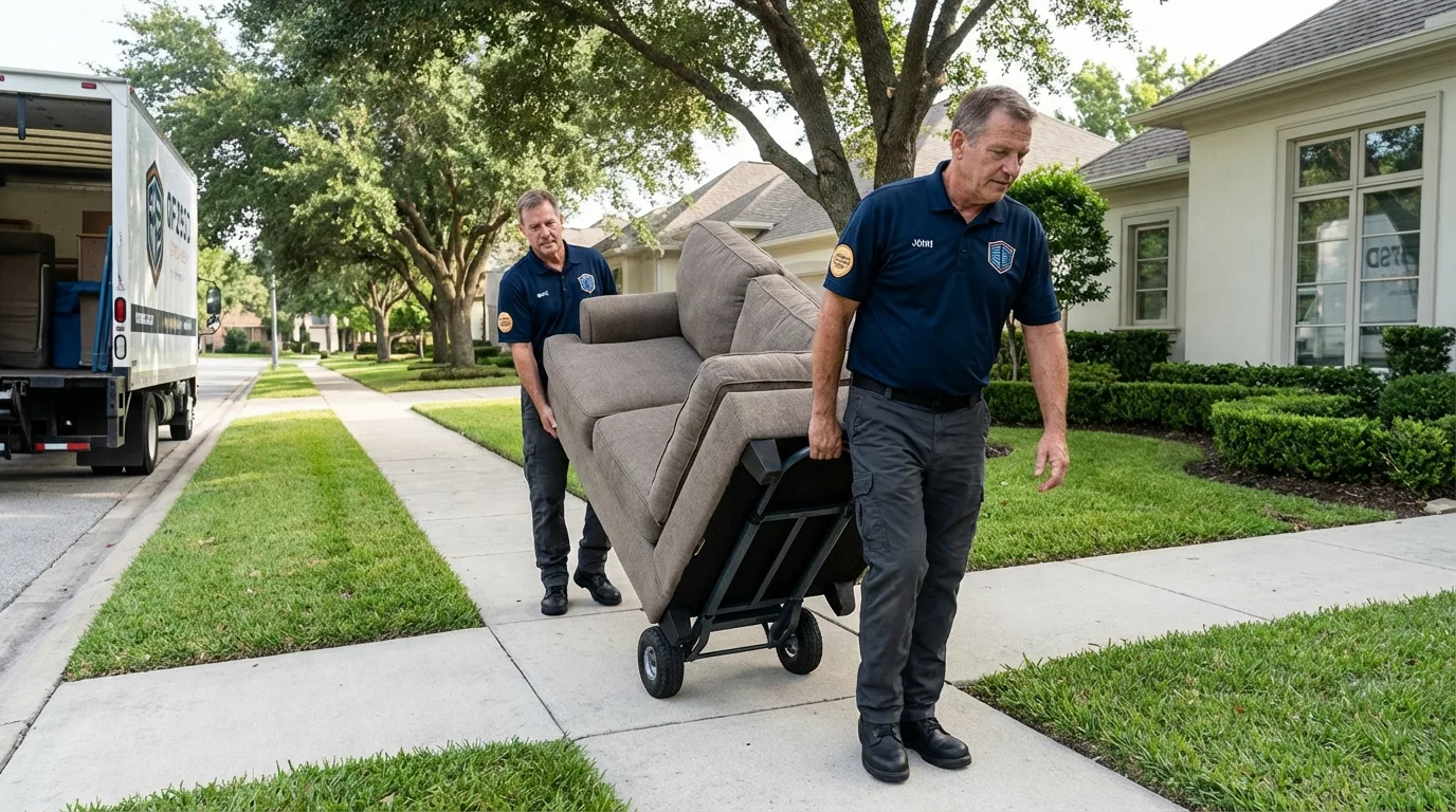 Local residential moving crew loading furniture in Montgomery Village, MD
